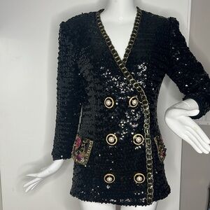 After Five Sz 6-8 Fully Beaded Double Breasted Blazer Jacket